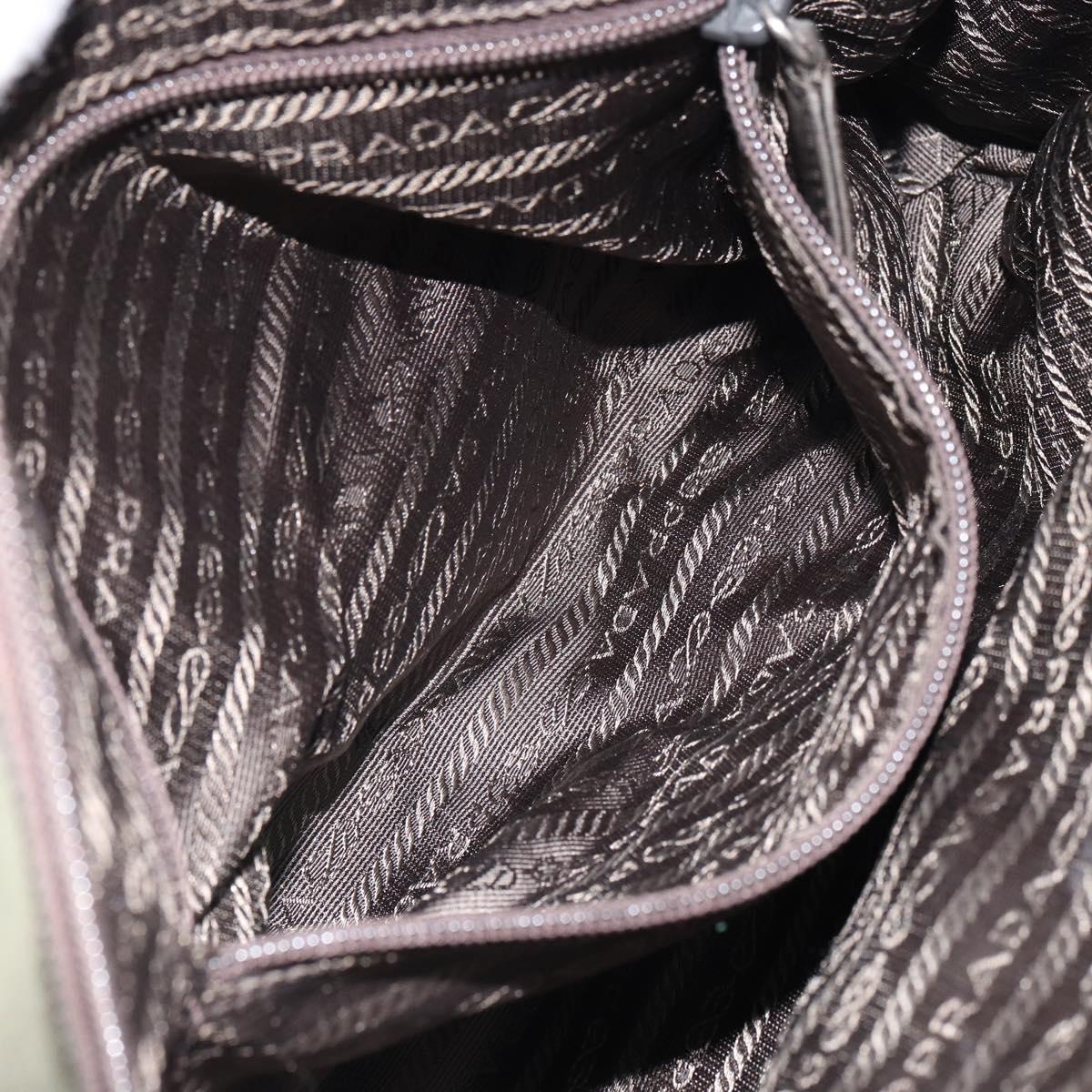 PRADA Hand Bag Nylon Khaki Silver Auth ep12862