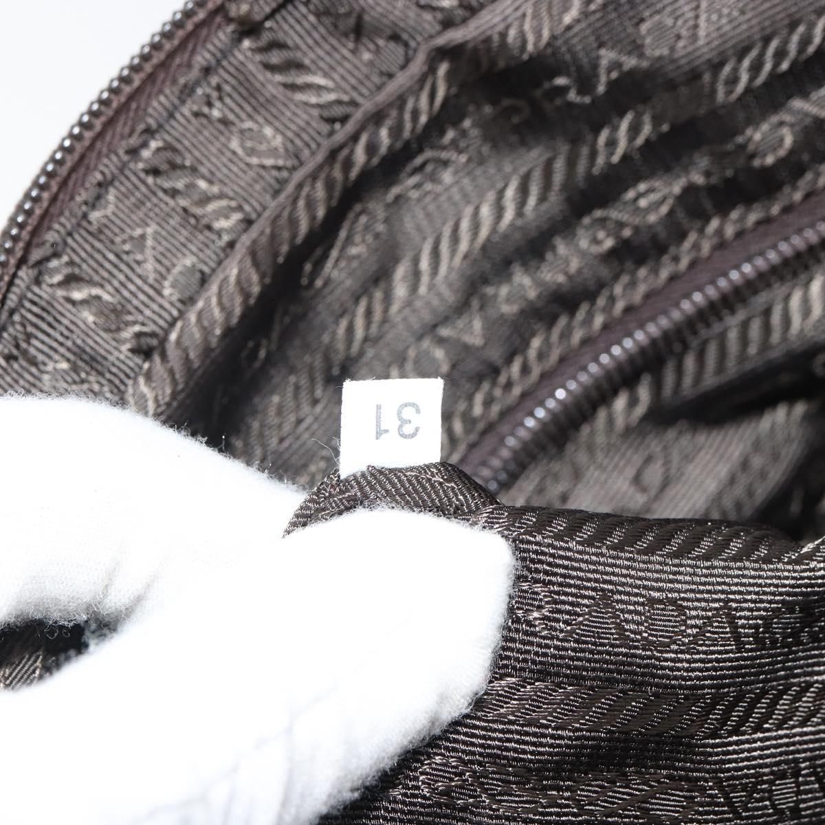 PRADA Hand Bag Nylon Khaki Silver Auth ep12862