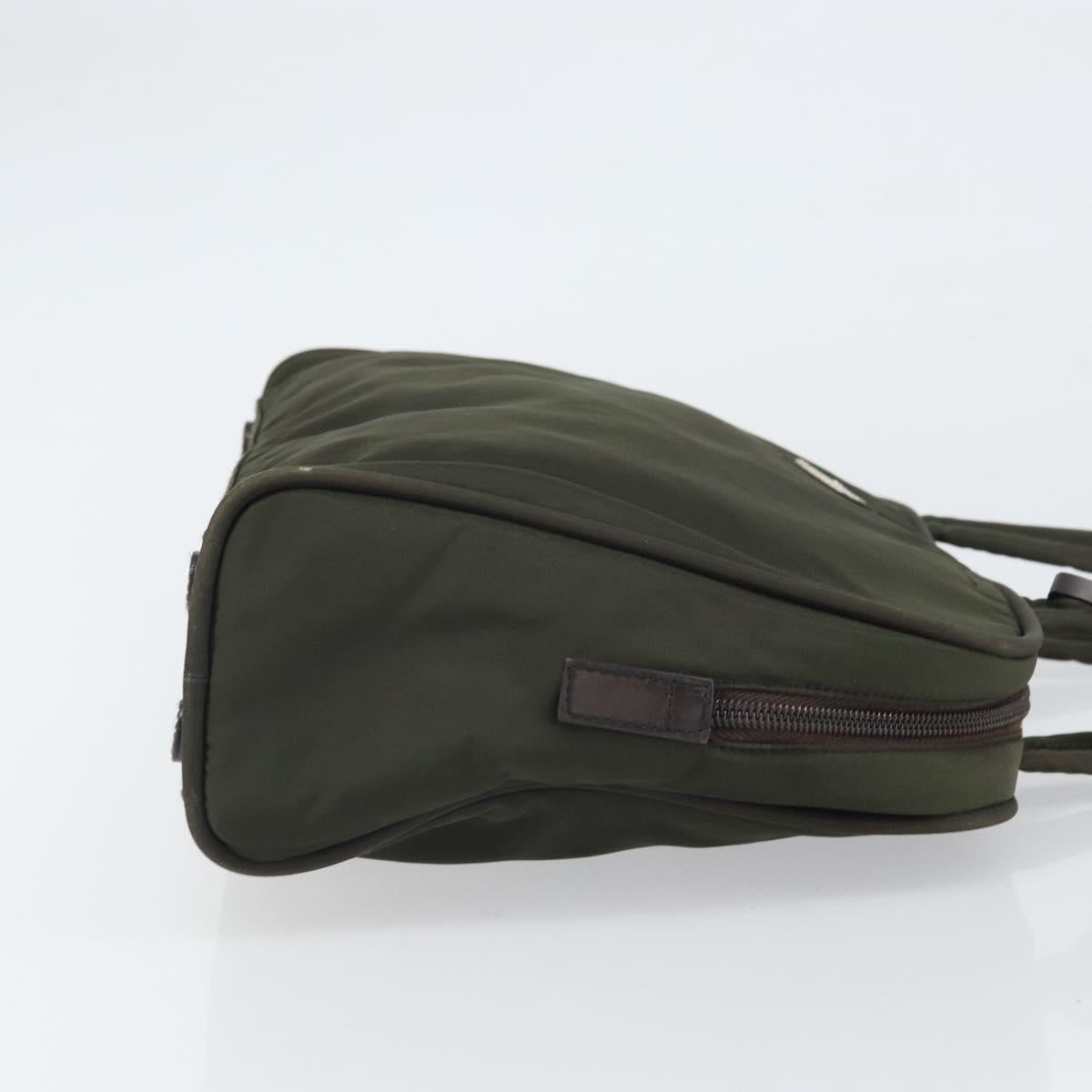 PRADA Hand Bag Nylon Khaki Silver Auth ep12862