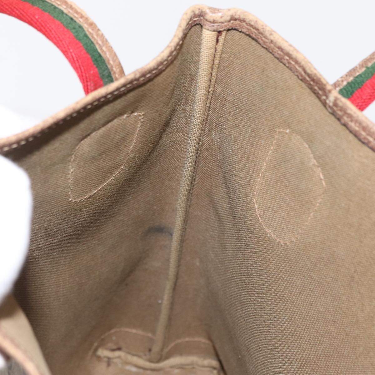 GUCCI GG Canvas Web Sherry Line Tote Bag PVC Beige 58 02 4889 Auth ep12863