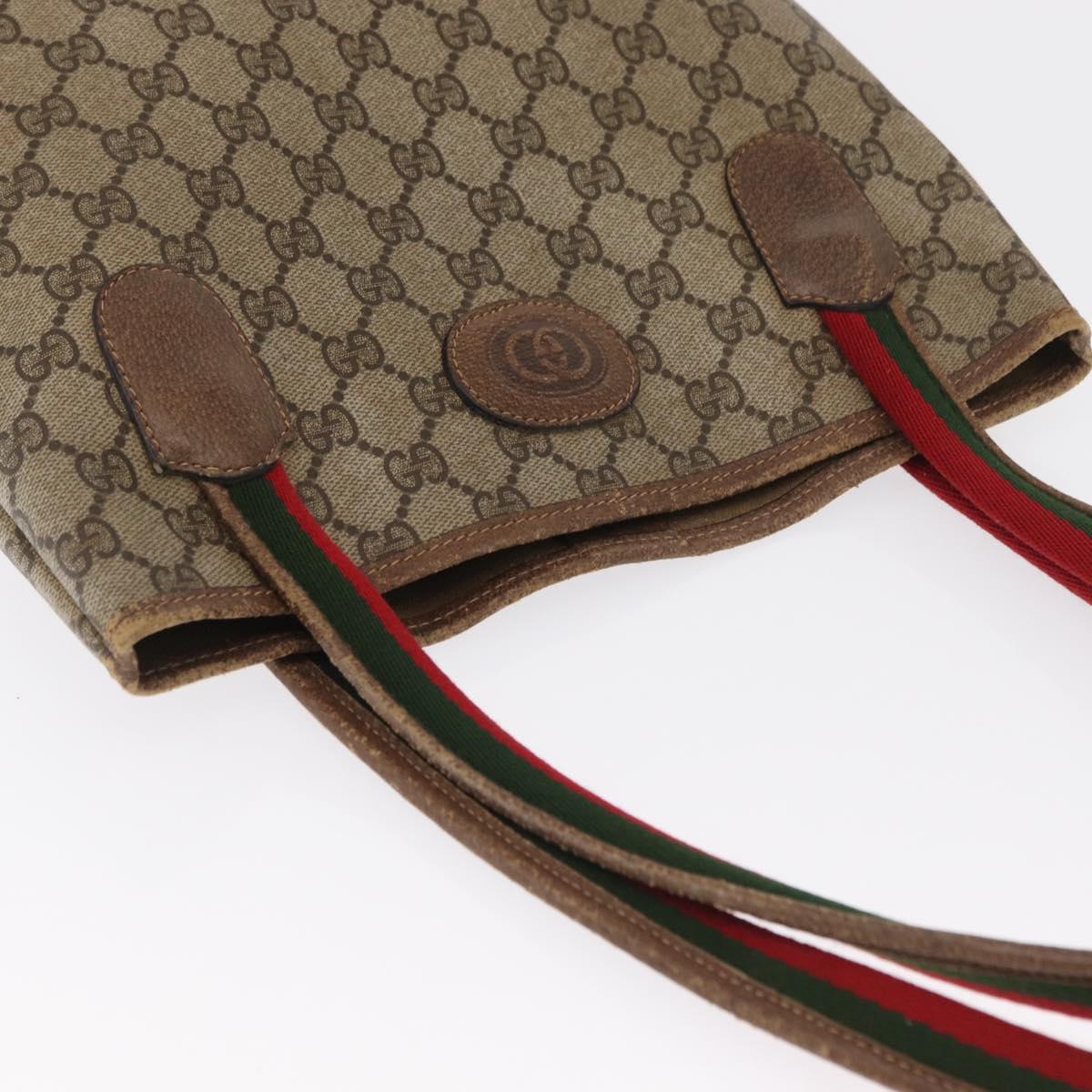 GUCCI GG Canvas Web Sherry Line Tote Bag PVC Beige 58 02 4889 Auth ep12863
