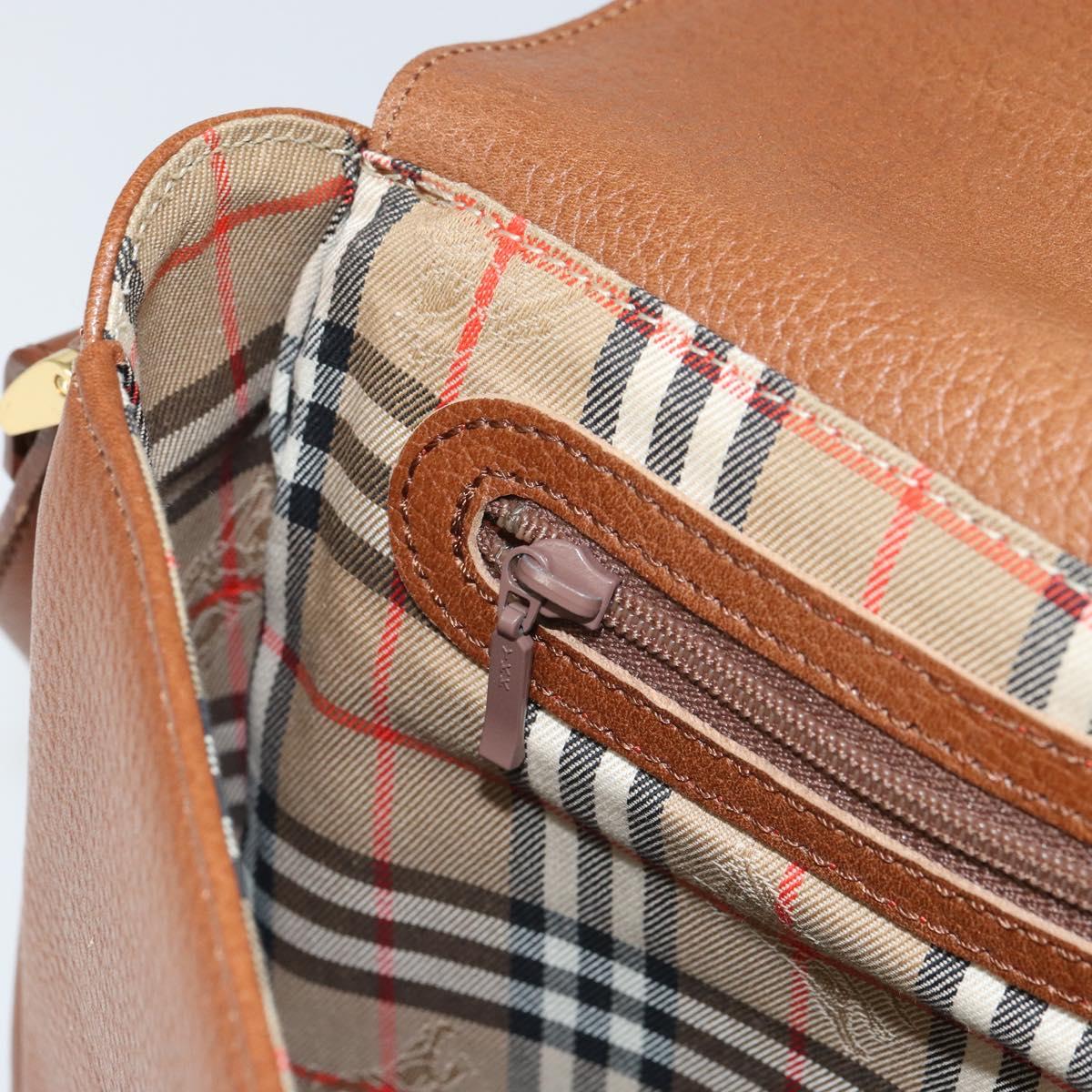 Burberrys Shoulder Bag Leather Brown Gold Auth ep12866