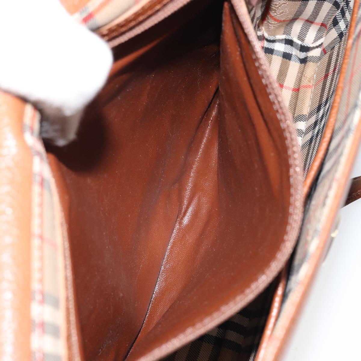 Burberrys Shoulder Bag Leather Brown Gold Auth ep12866