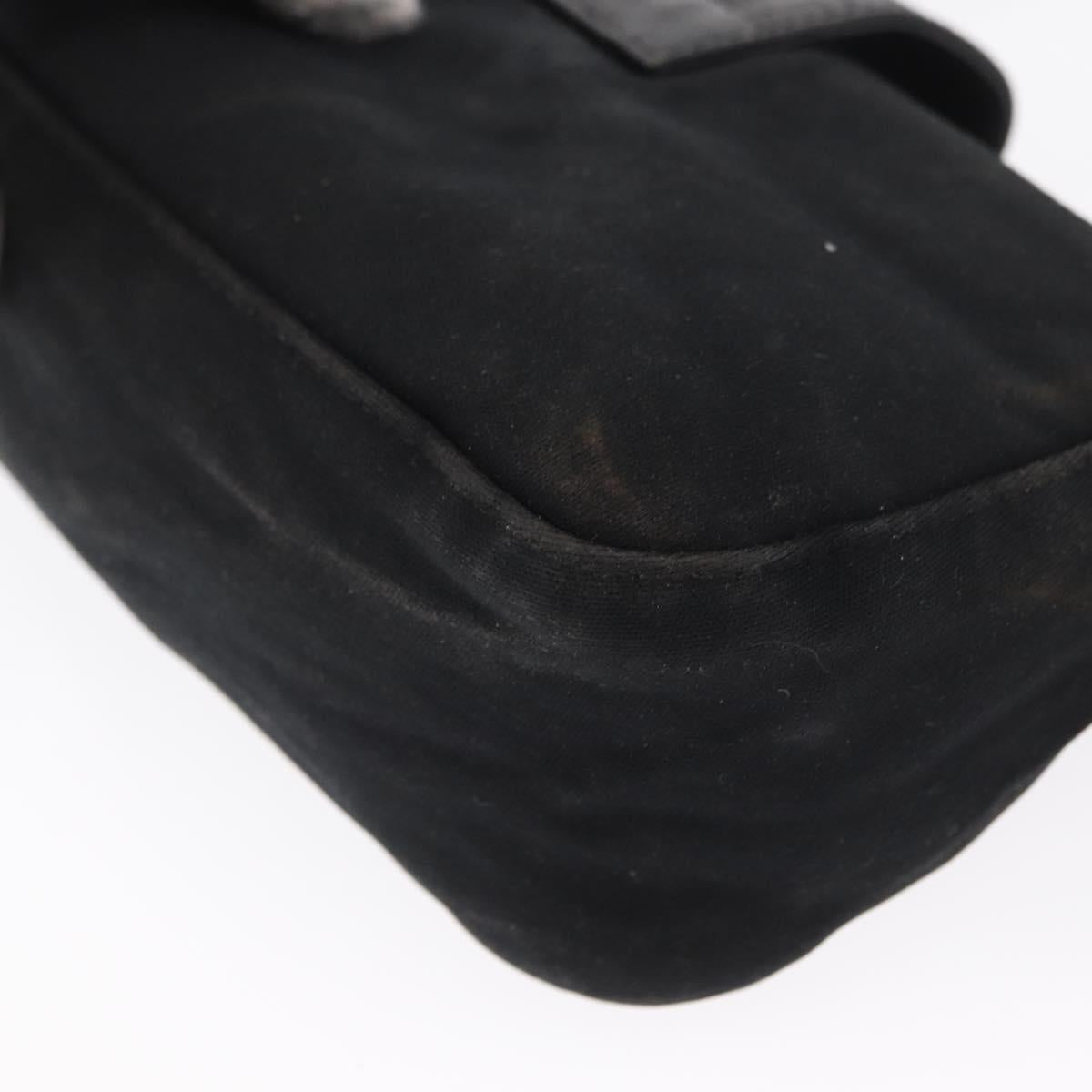 FENDI Hand Bag Nylon Black Silver Auth ep12875