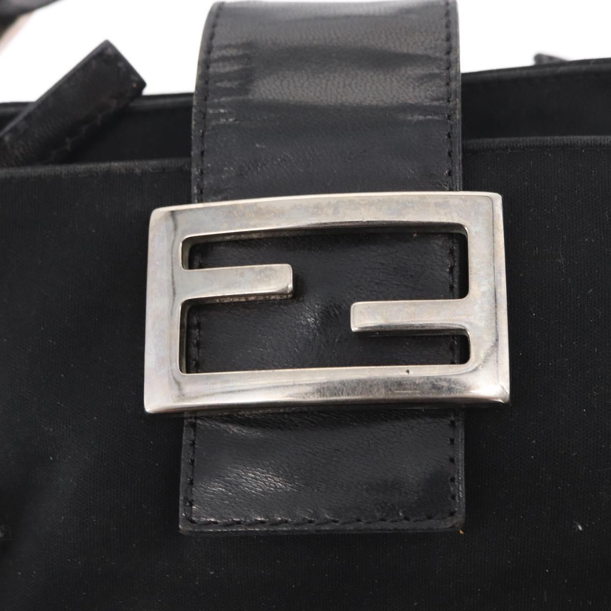FENDI Hand Bag Nylon Black Silver Auth ep12875