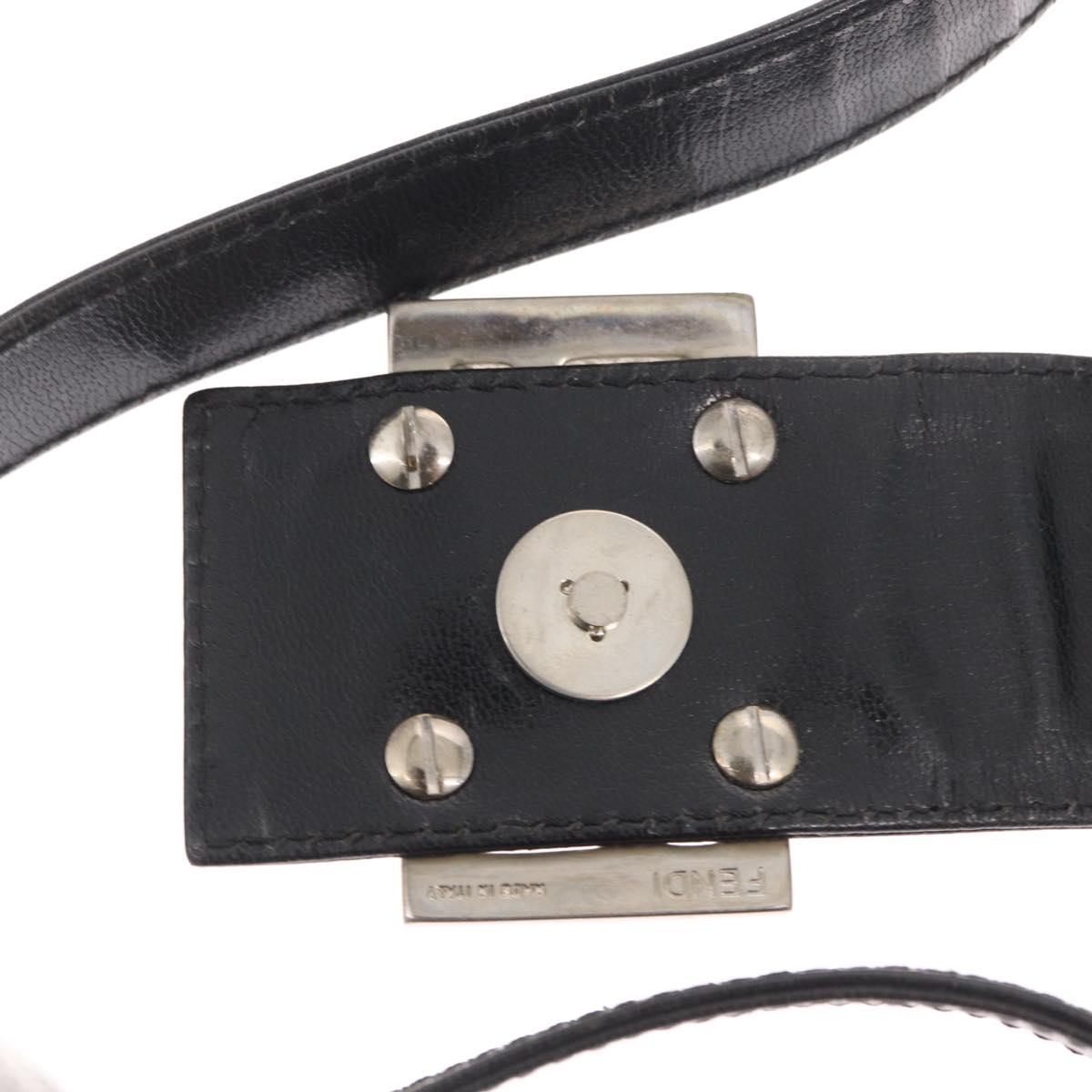FENDI Hand Bag Nylon Black Silver Auth ep12875