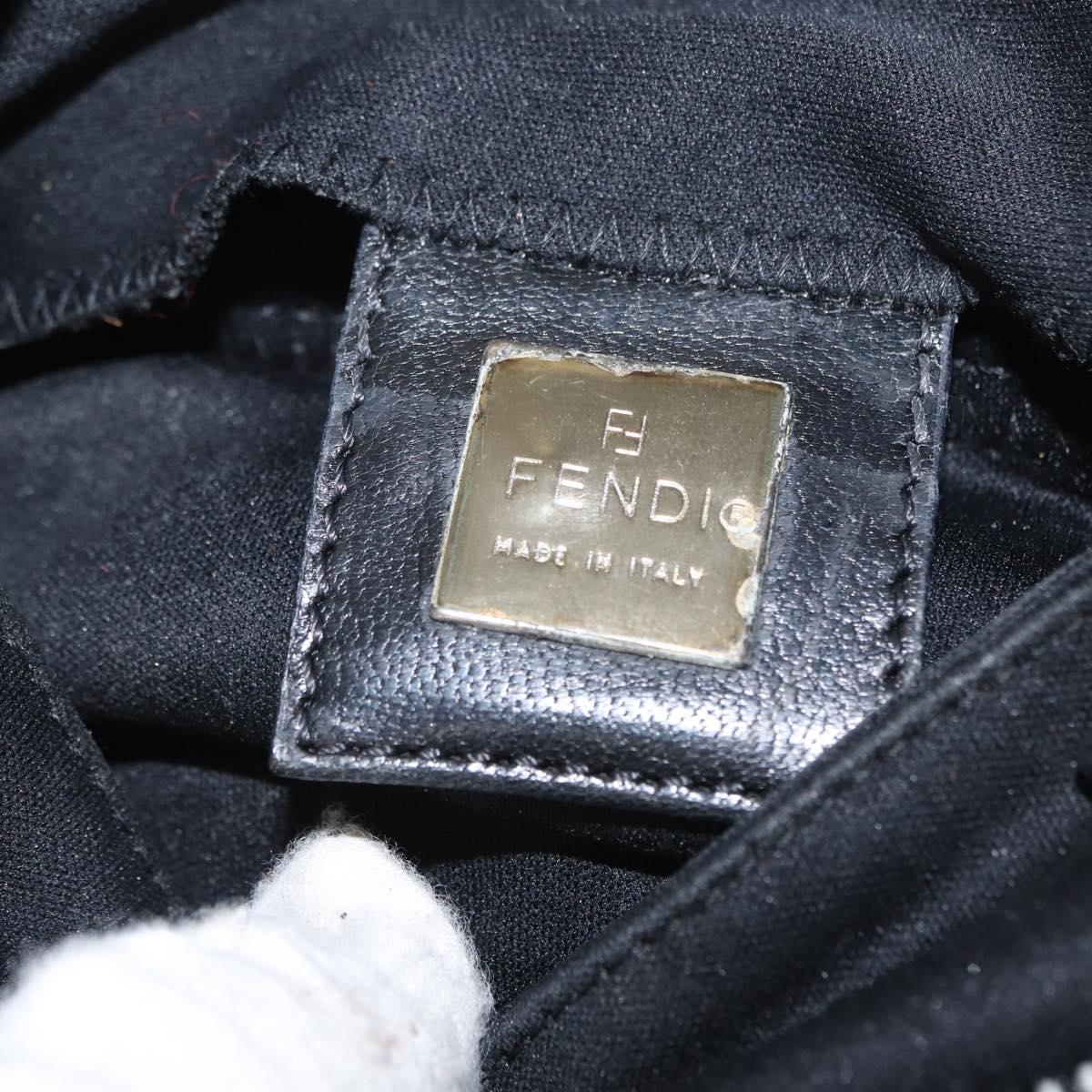 FENDI Hand Bag Nylon Black Silver Auth ep12875