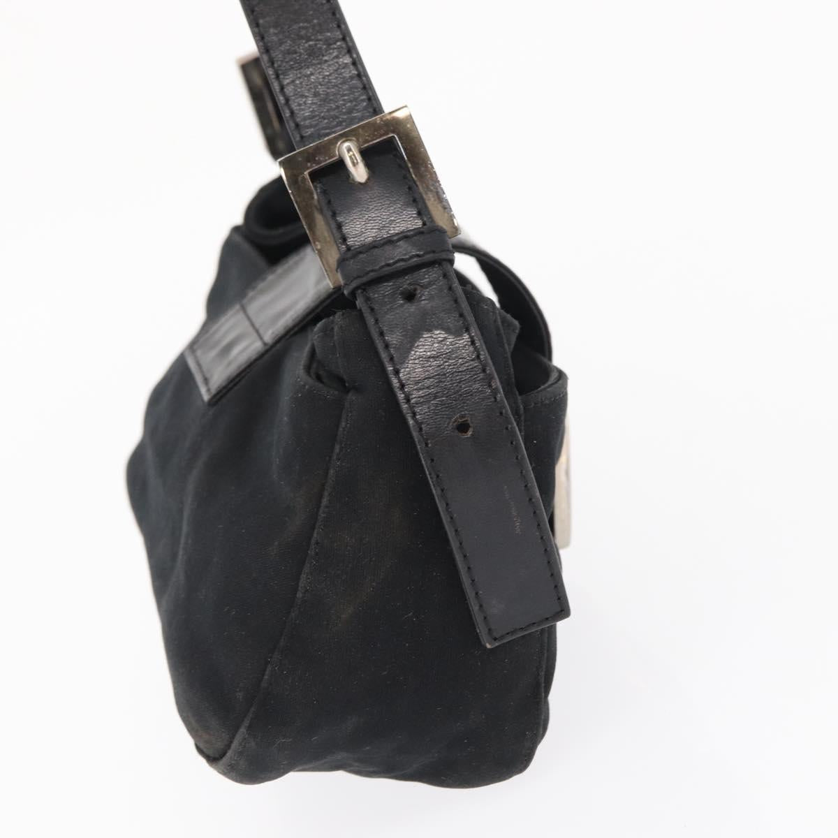 FENDI Hand Bag Nylon Black Silver Auth ep12875