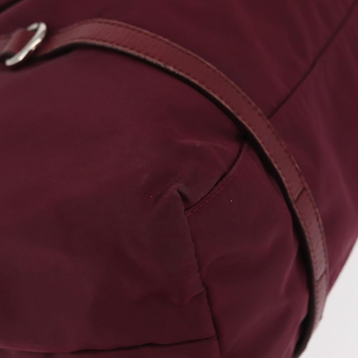PRADA Tote Bag Nylon Bordeaux Gold Auth ep12877