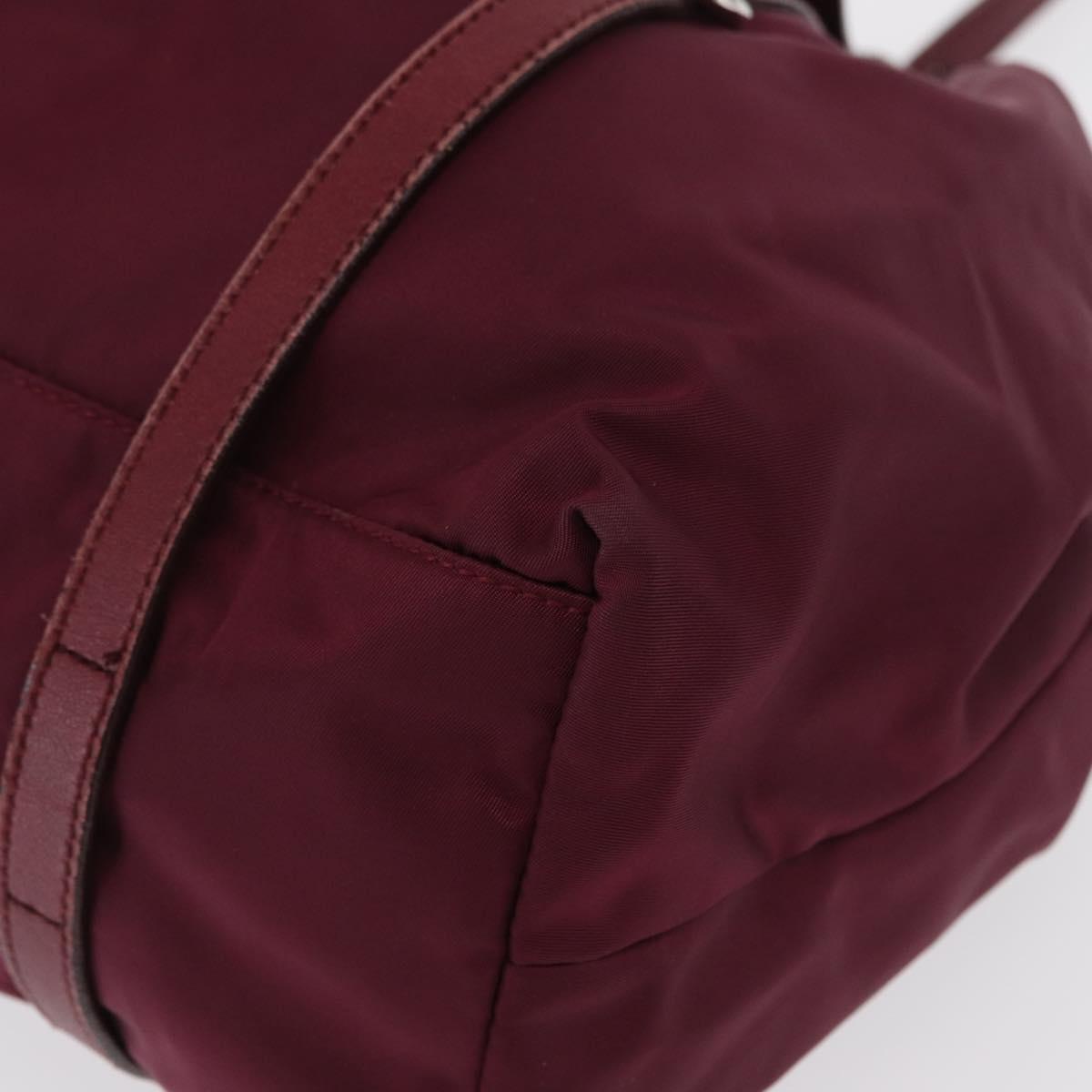 PRADA Tote Bag Nylon Bordeaux Gold Auth ep12877