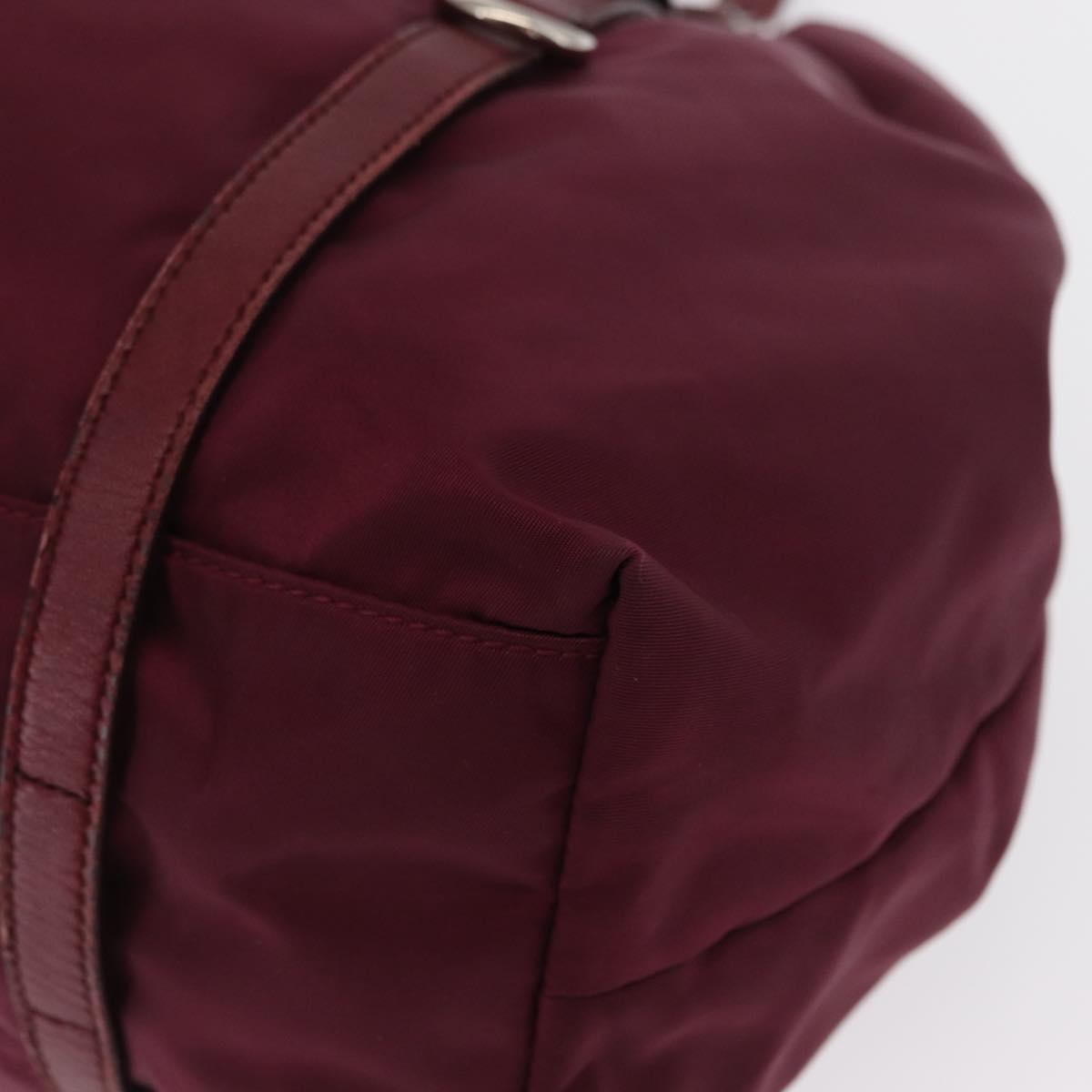 PRADA Tote Bag Nylon Bordeaux Gold Auth ep12877