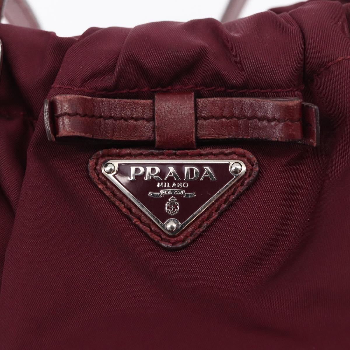 PRADA Tote Bag Nylon Bordeaux Gold Auth ep12877