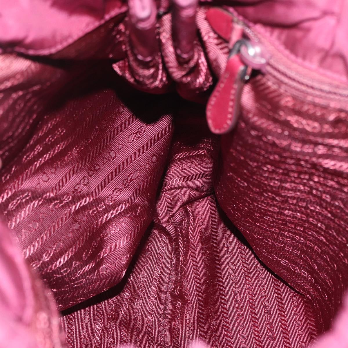 PRADA Tote Bag Nylon Bordeaux Gold Auth ep12877