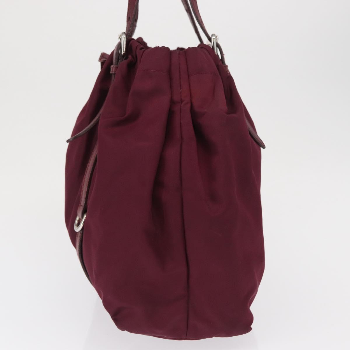 PRADA Tote Bag Nylon Bordeaux Gold Auth ep12877