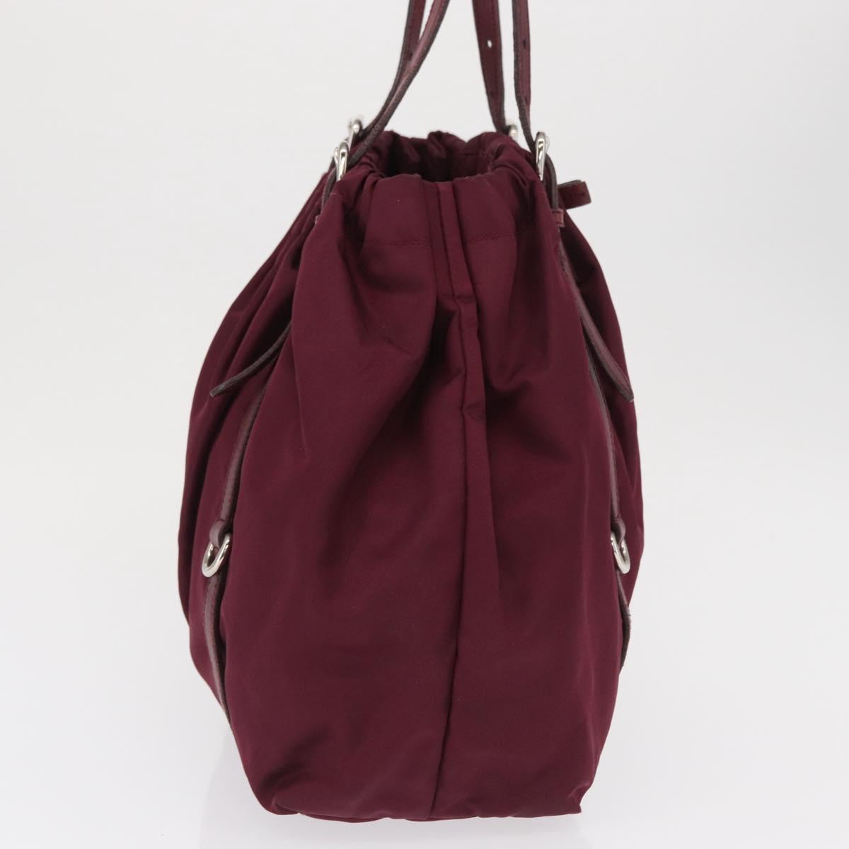 PRADA Tote Bag Nylon Bordeaux Gold Auth ep12877
