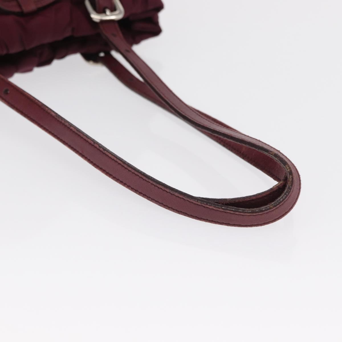 PRADA Tote Bag Nylon Bordeaux Gold Auth ep12877