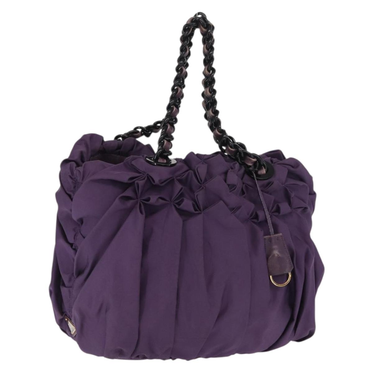 PRADA Tote Bag Nylon Purple Gold Auth ep12878
