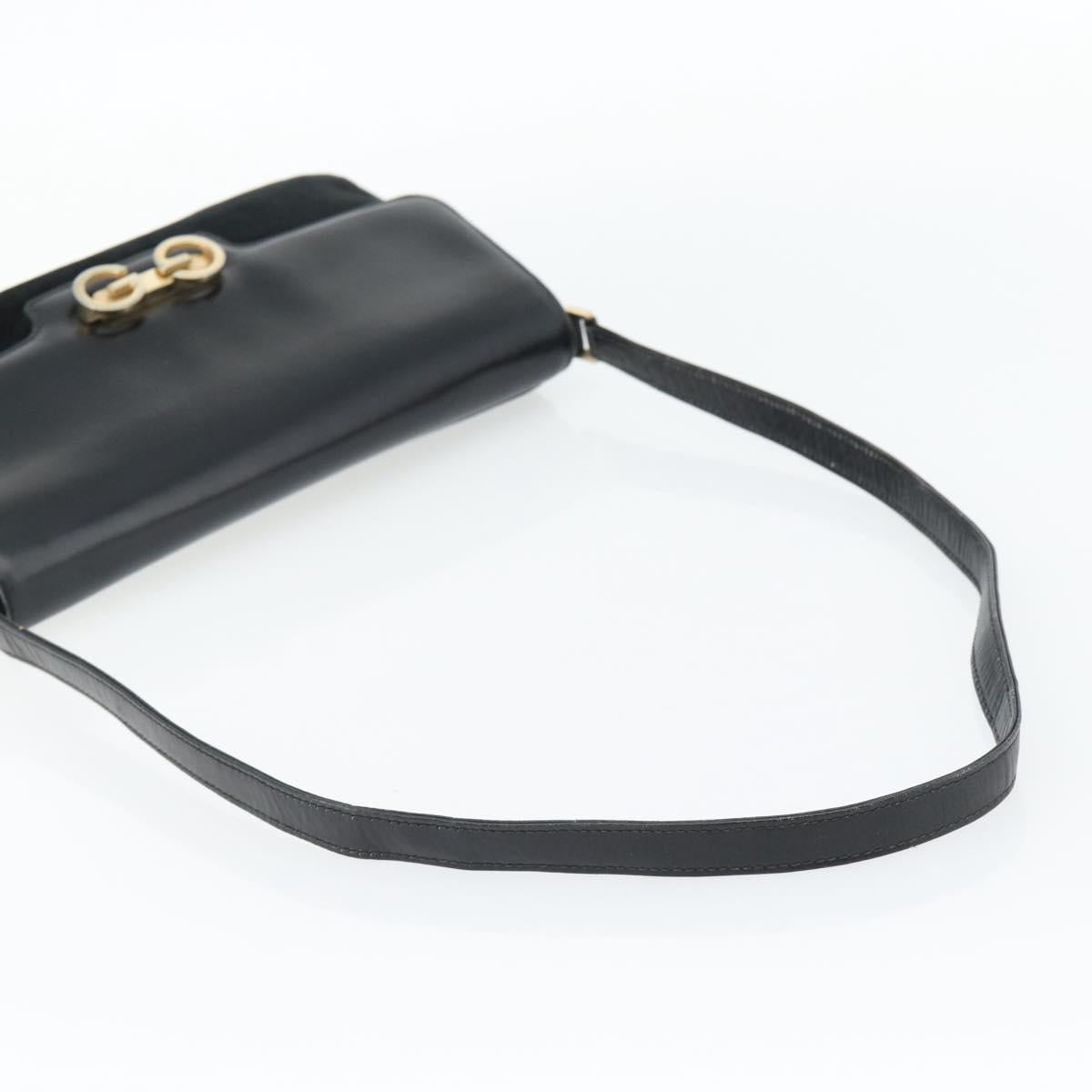 GUCCI Shoulder Bag Suede Black Gold Auth ep12880