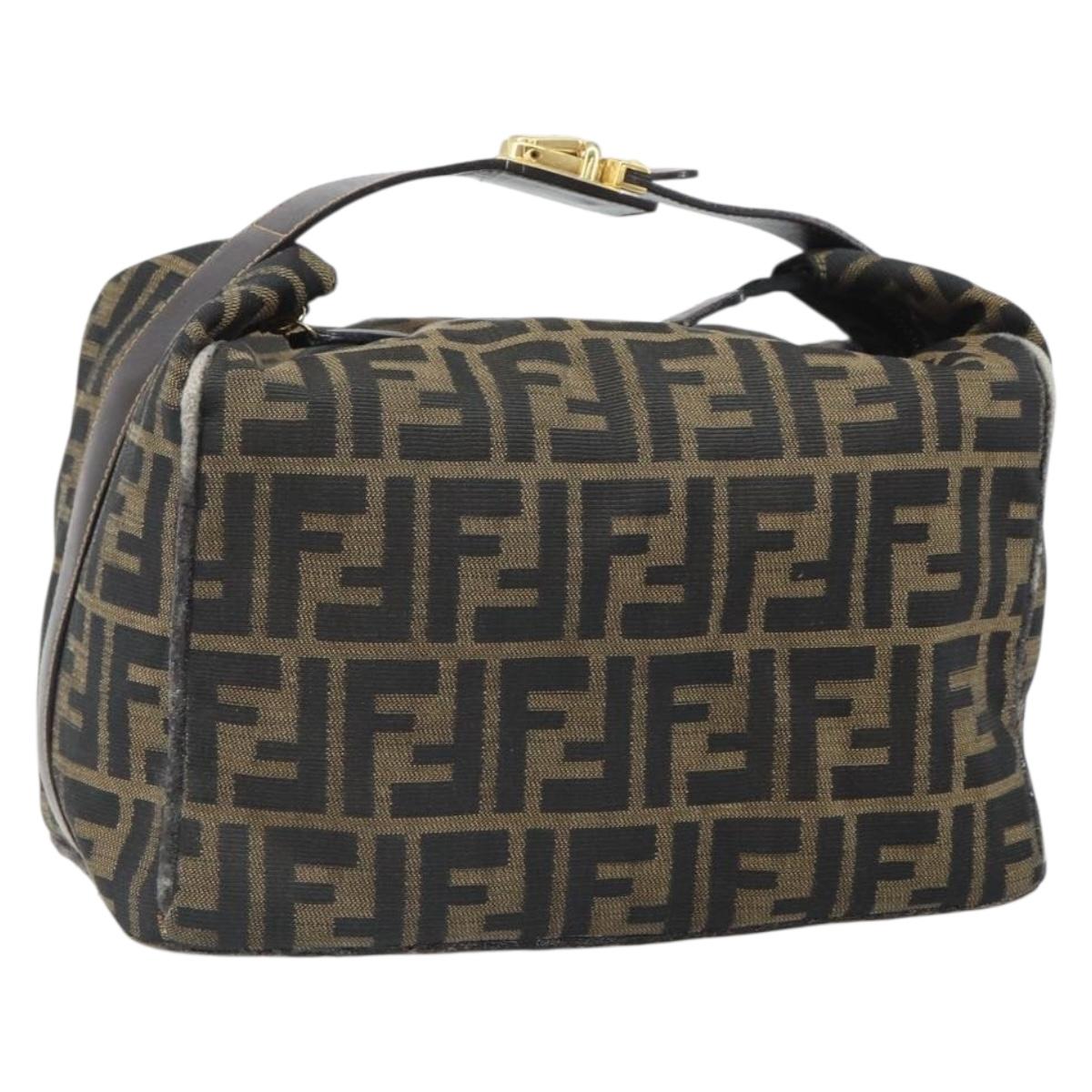 FENDI Zucca Canvas Hand Bag Black Brown Auth ep12881