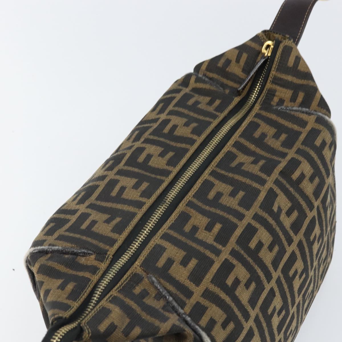 FENDI Zucca Canvas Hand Bag Black Brown Auth ep12881