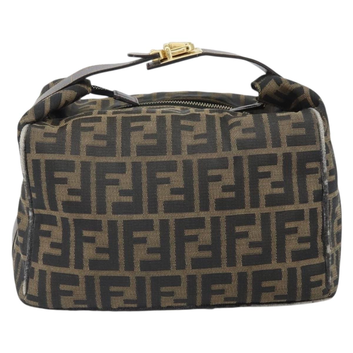 FENDI Zucca Canvas Hand Bag Black Brown Auth ep12881