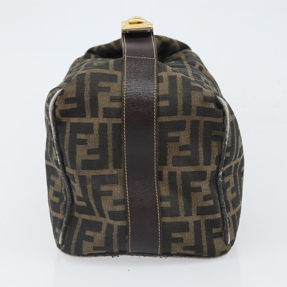 FENDI Zucca Canvas Hand Bag Black Brown Auth ep12881