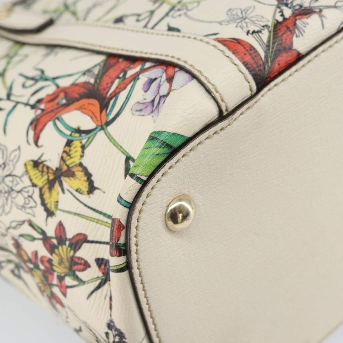 GUCCI Flora Tote Bag PVC White Gold 336776 Auth ep12889