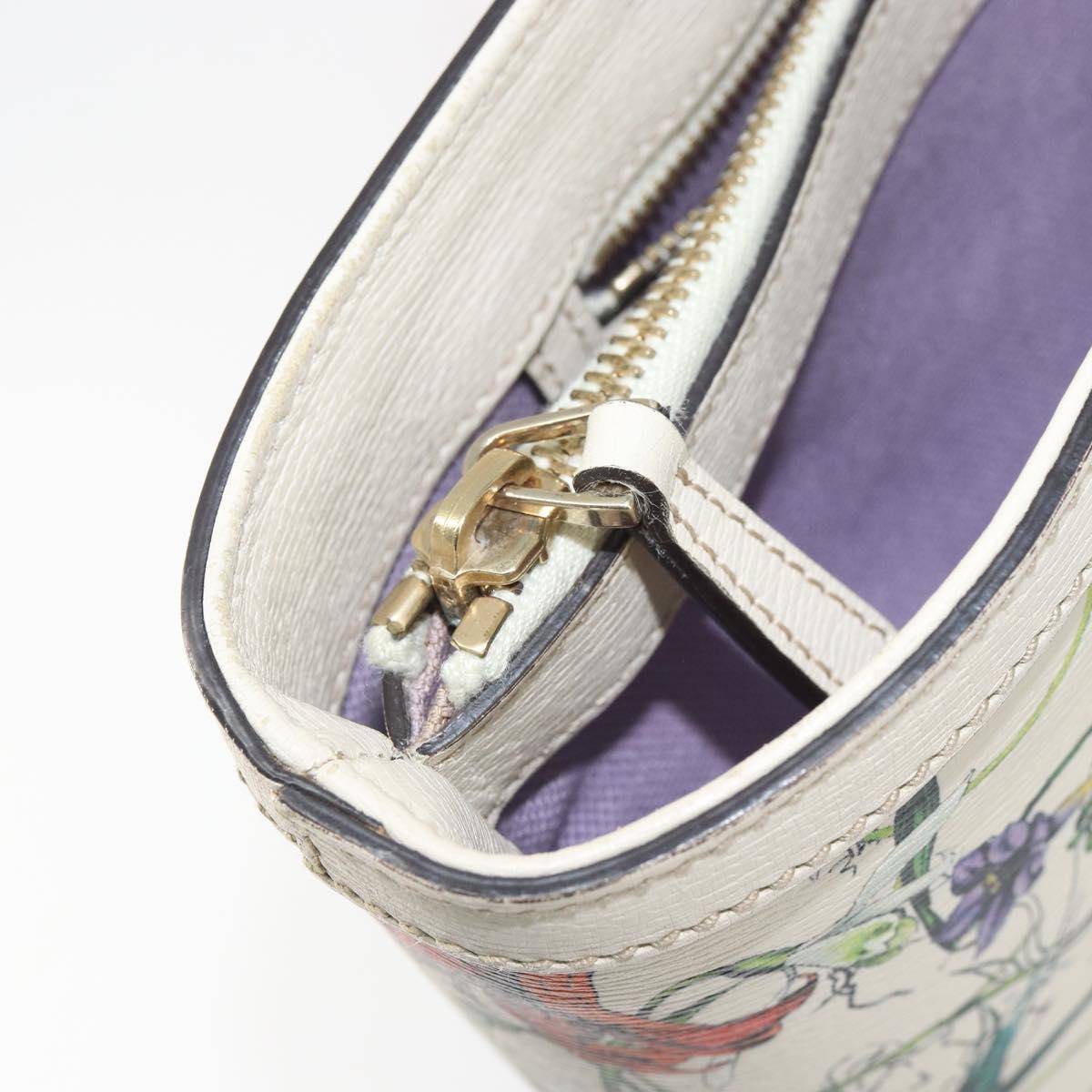 GUCCI Flora Tote Bag PVC White Gold 336776 Auth ep12889