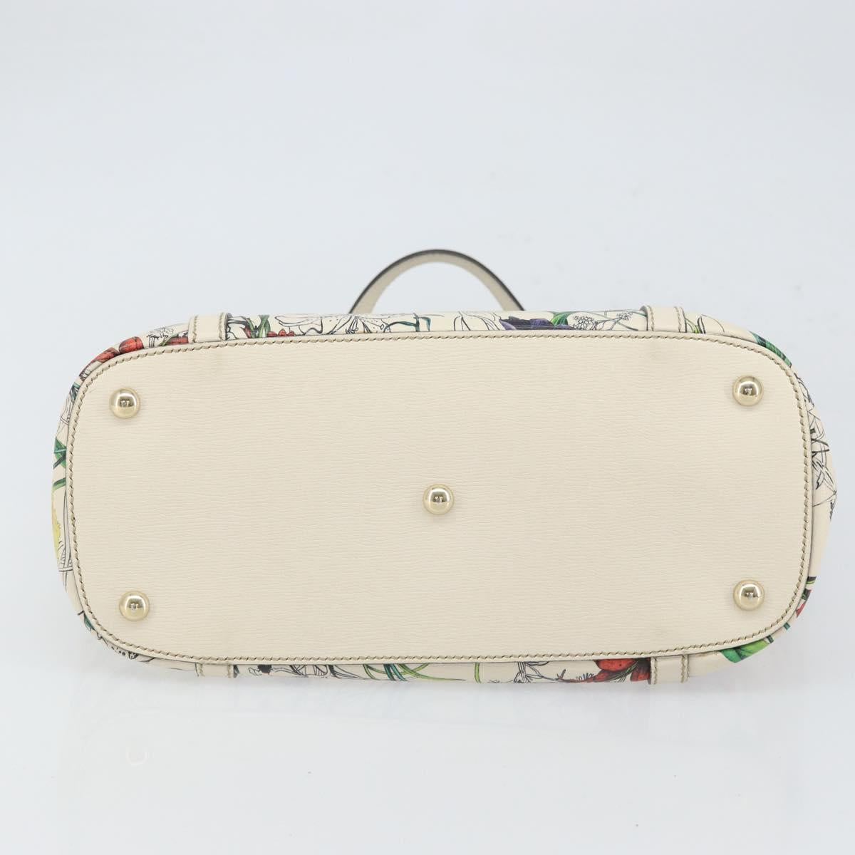 GUCCI Flora Tote Bag PVC White Gold 336776 Auth ep12889