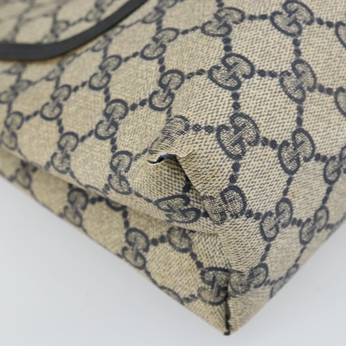 GUCCI GG Supreme Sherry Line Tote Bag PVC Navy Gold 16 002 4487 Auth ep12890