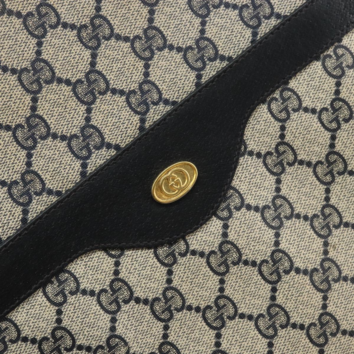 GUCCI GG Supreme Sherry Line Tote Bag PVC Navy Gold 16 002 4487 Auth ep12890