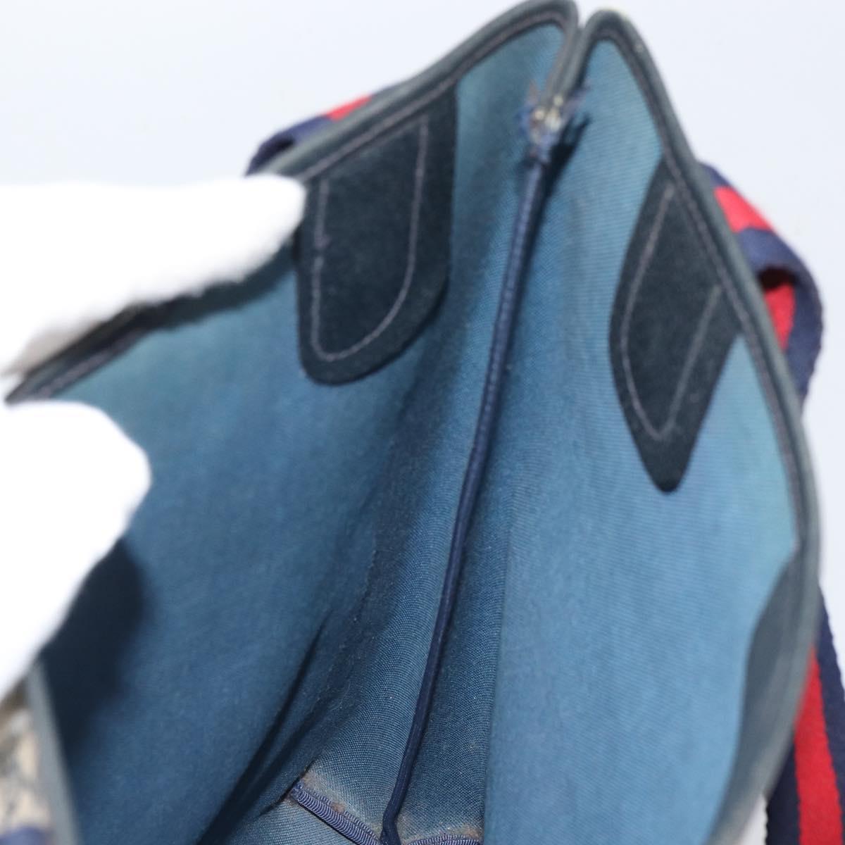 GUCCI GG Supreme Sherry Line Tote Bag PVC Navy Gold 16 002 4487 Auth ep12890