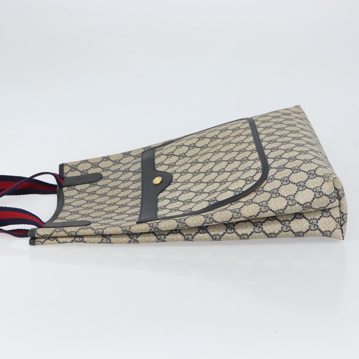 GUCCI GG Supreme Sherry Line Tote Bag PVC Navy Gold 16 002 4487 Auth ep12890