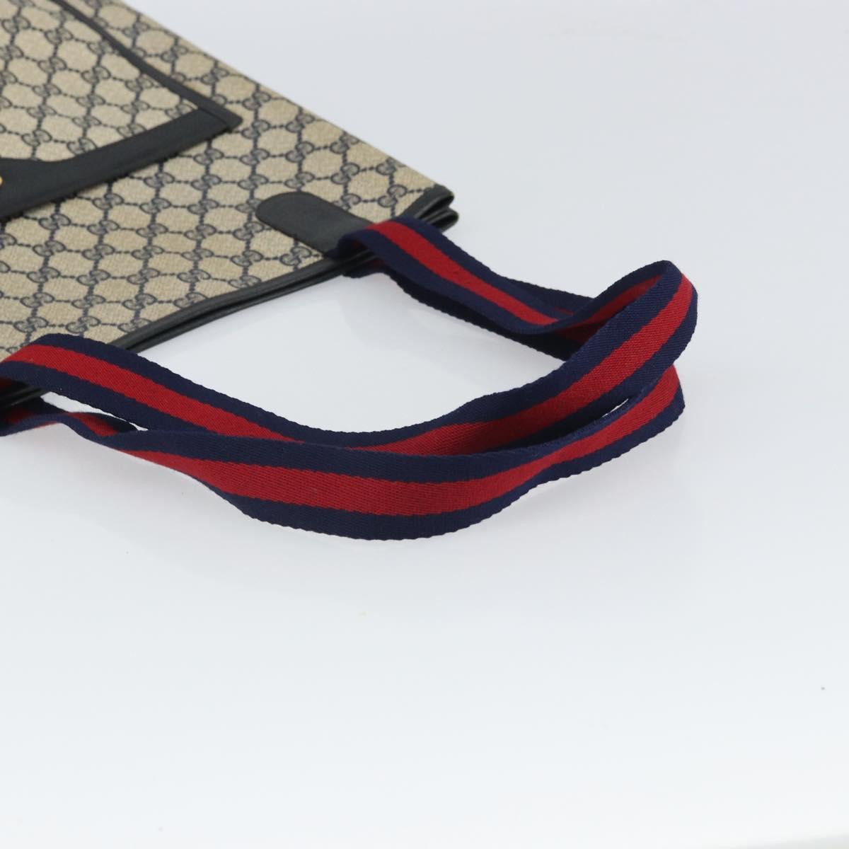 GUCCI GG Supreme Sherry Line Tote Bag PVC Navy Gold 16 002 4487 Auth ep12890