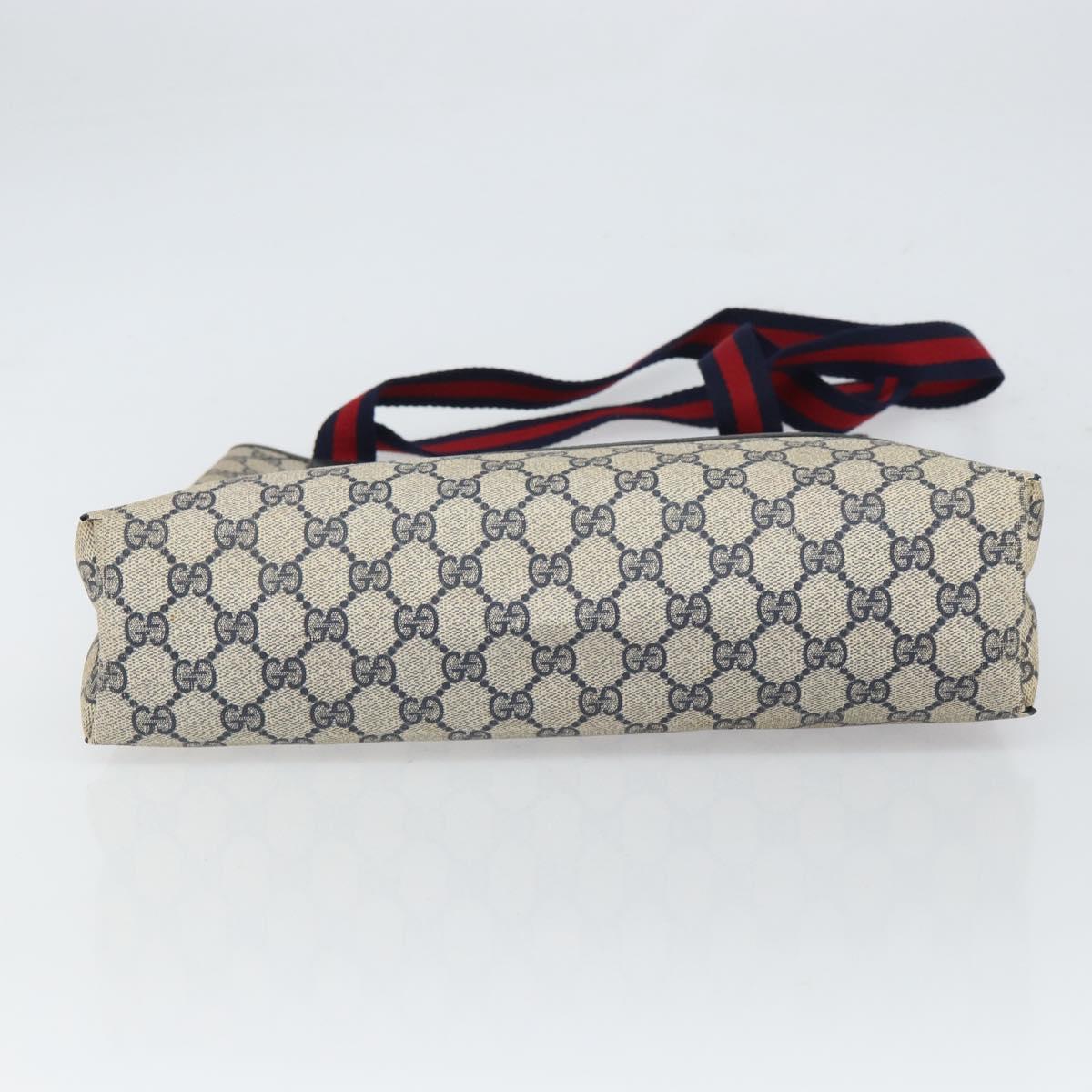 GUCCI GG Supreme Sherry Line Tote Bag PVC Navy Gold 16 002 4487 Auth ep12890