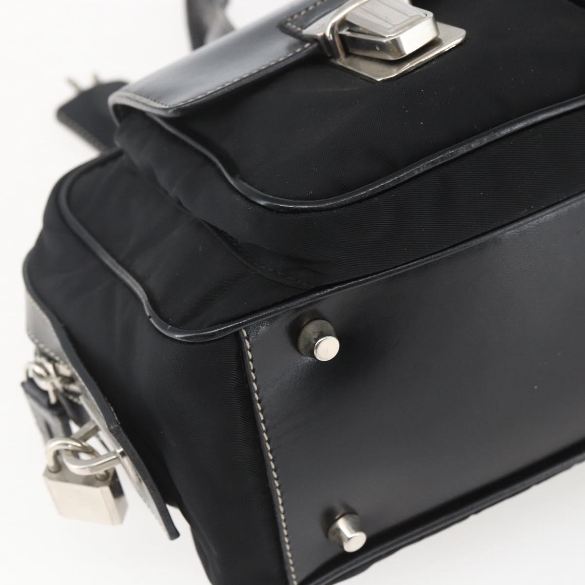 PRADA Hand Bag Nylon Black Silver Auth ep12891V