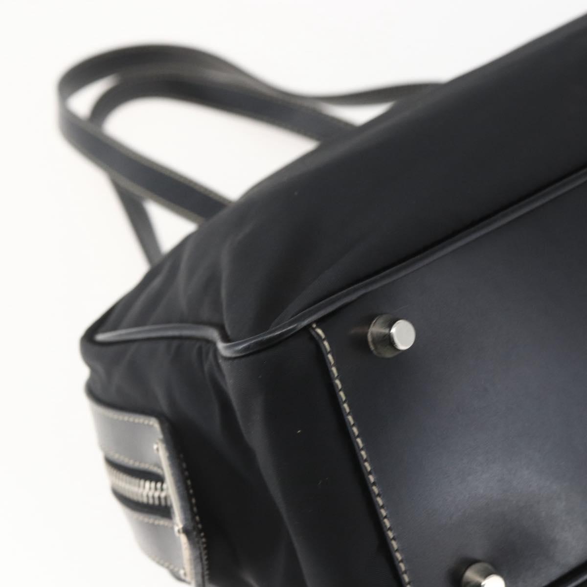 PRADA Hand Bag Nylon Black Silver Auth ep12891V