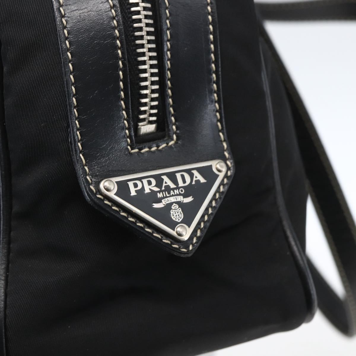 PRADA Hand Bag Nylon Black Silver Auth ep12891V