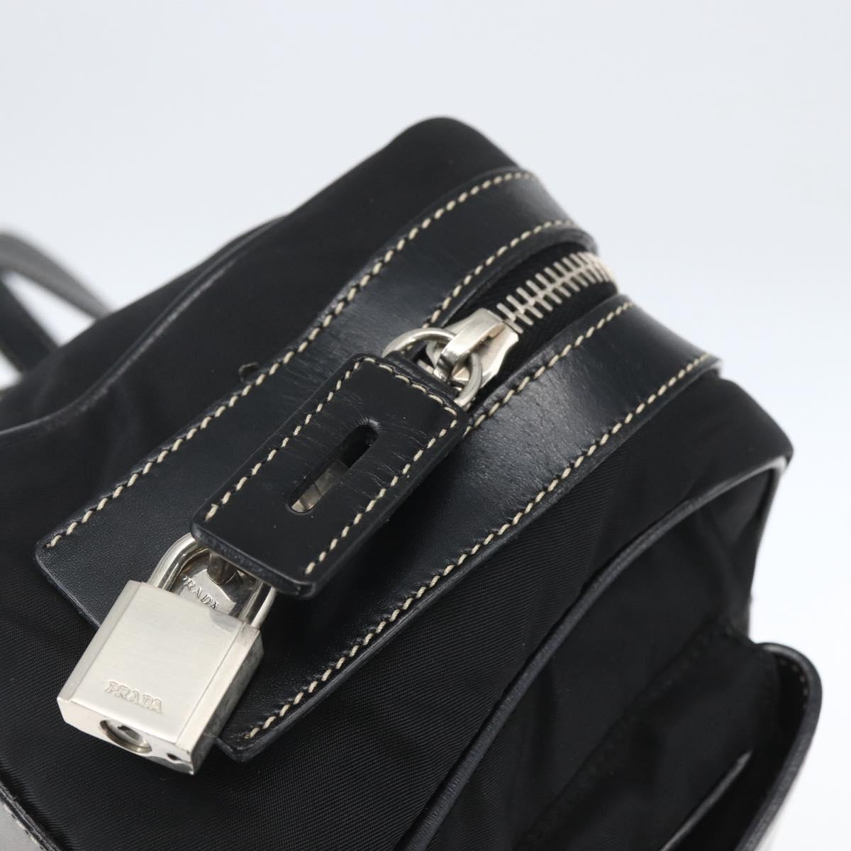 PRADA Hand Bag Nylon Black Silver Auth ep12891V