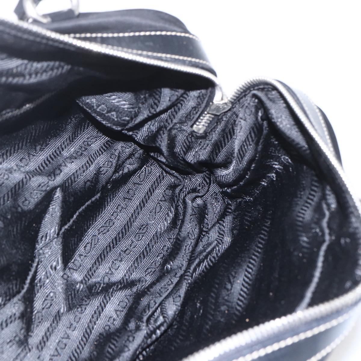 PRADA Hand Bag Nylon Black Silver Auth ep12891V