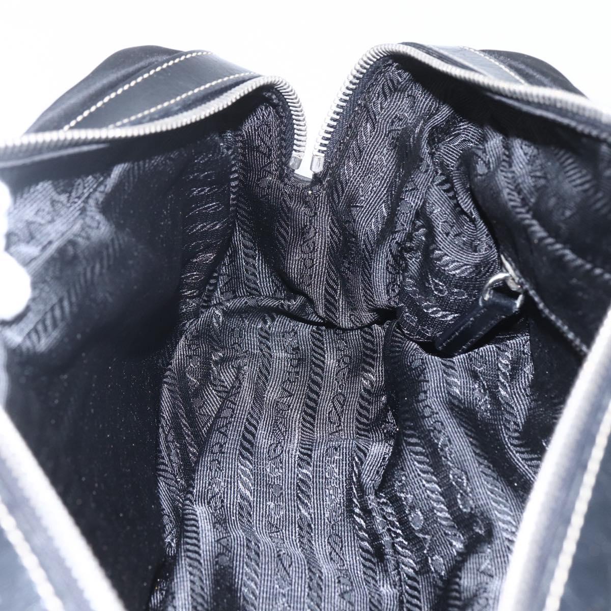 PRADA Hand Bag Nylon Black Silver Auth ep12891V