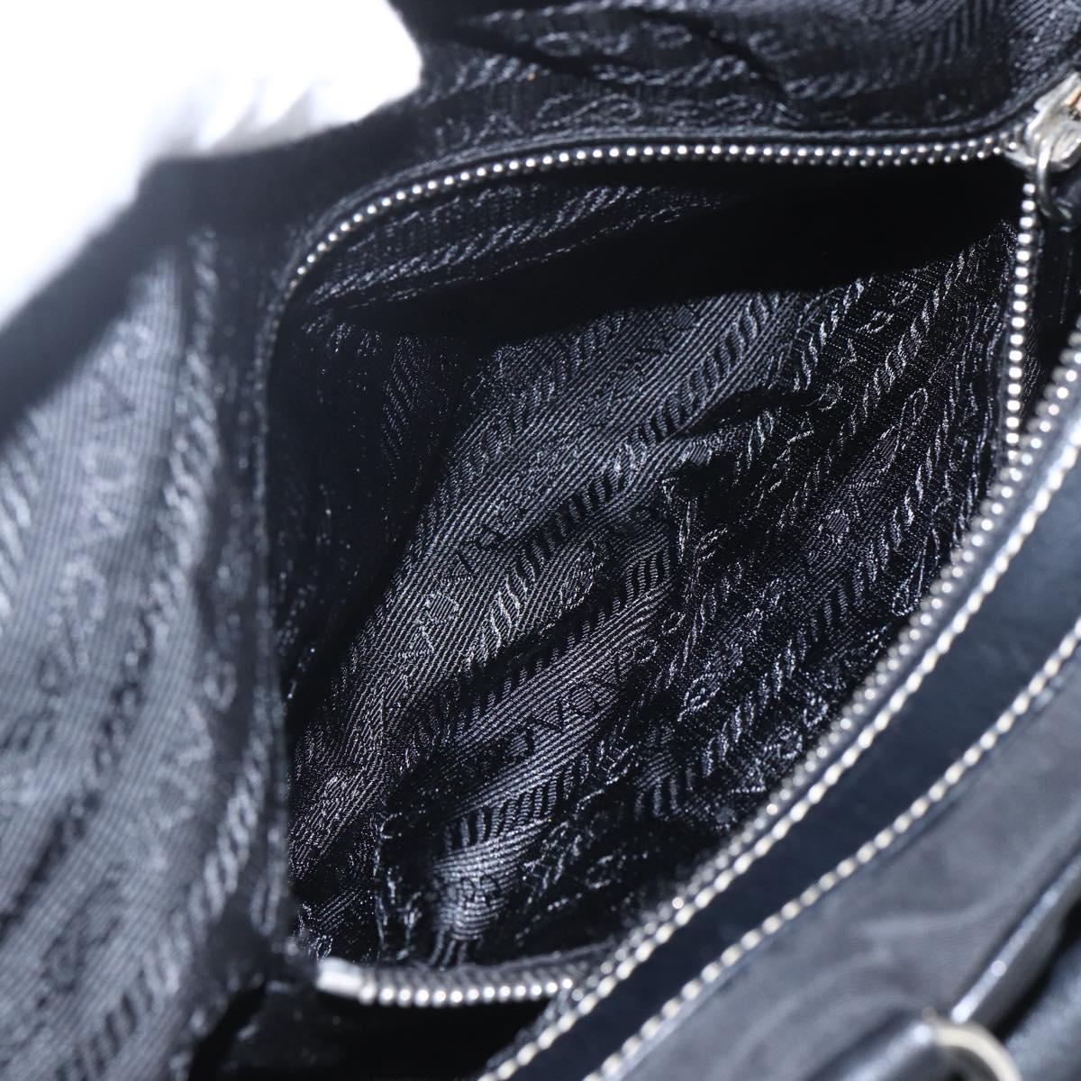 PRADA Hand Bag Nylon Black Silver Auth ep12891V