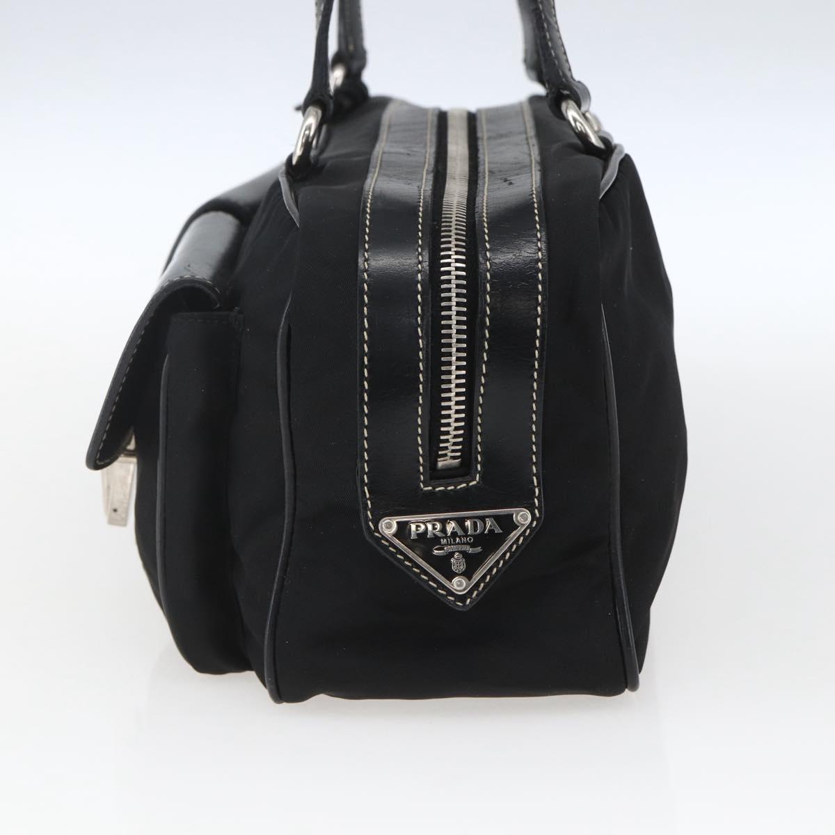 PRADA Hand Bag Nylon Black Silver Auth ep12891V