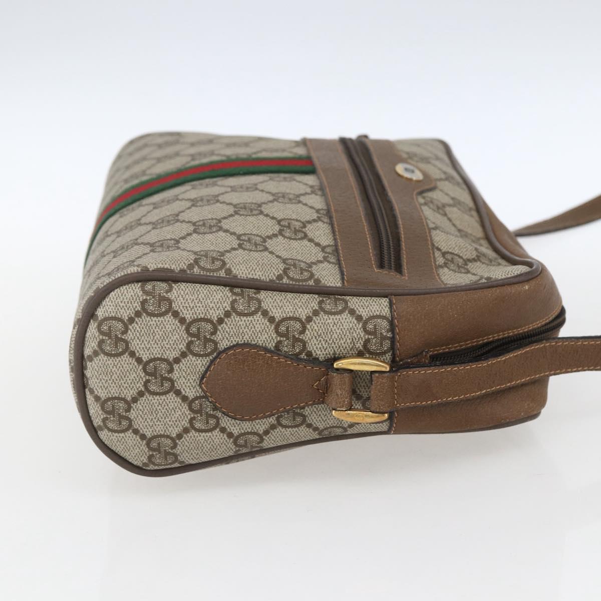 GUCCI GG Supreme Web Sherry Line Bag PVC Beige Gold 68 02 005 Auth ep12895