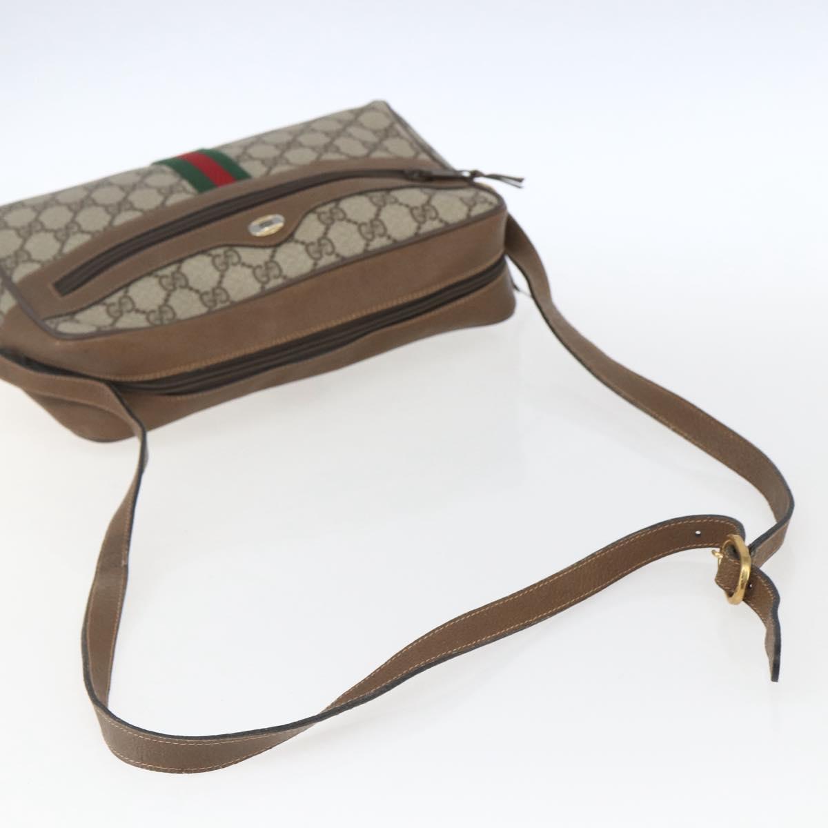 GUCCI GG Supreme Web Sherry Line Bag PVC Beige Gold 68 02 005 Auth ep12895