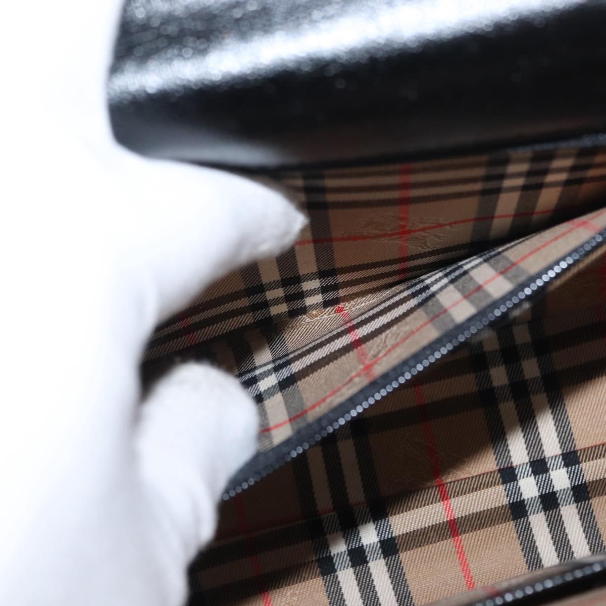 Burberrys Hand Bag Leather 2way Black Silver Auth ep12903