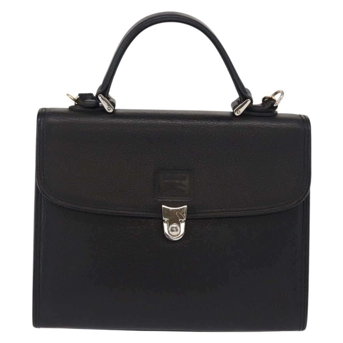 Burberrys Hand Bag Leather 2way Black Silver Auth ep12903