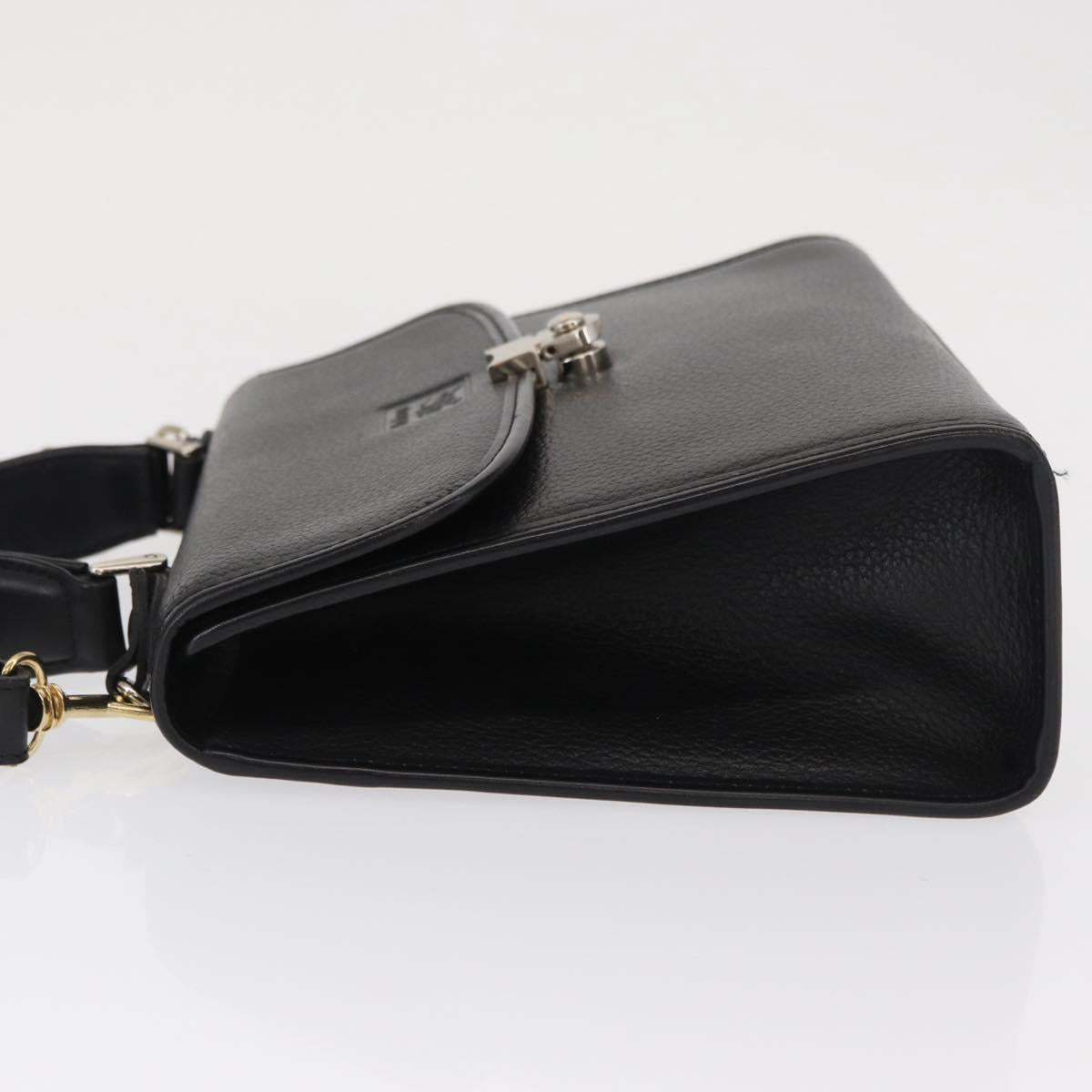 Burberrys Hand Bag Leather 2way Black Silver Auth ep12903