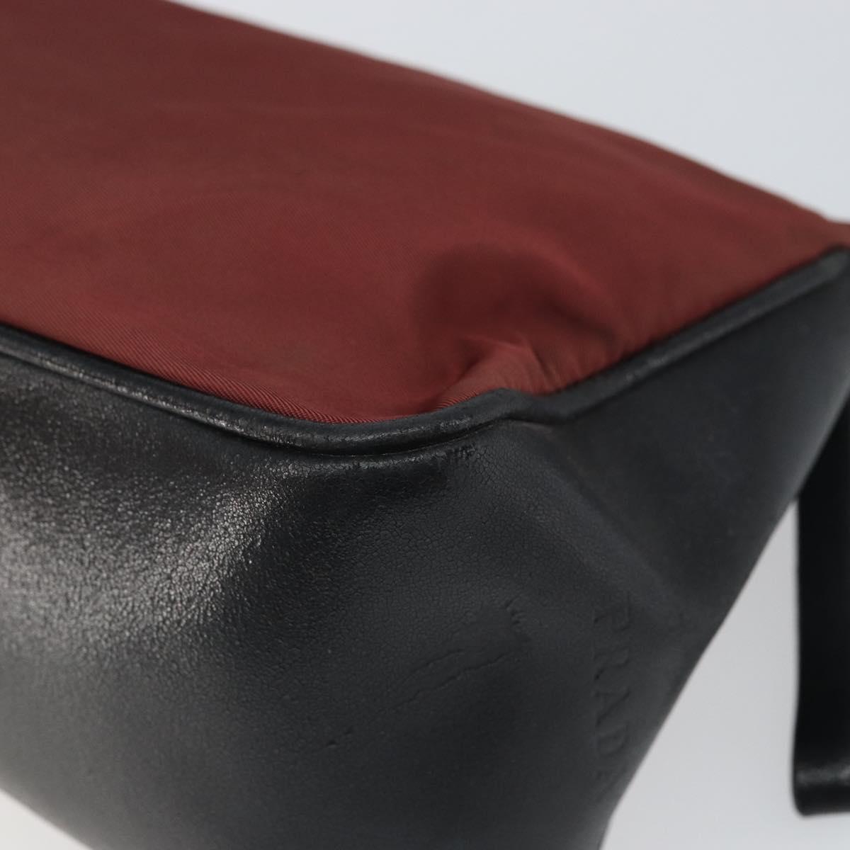 PRADA Shoulder Bag Nylon Red Silver Auth ep12904