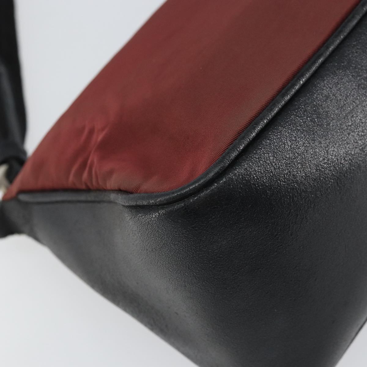 PRADA Shoulder Bag Nylon Red Silver Auth ep12904